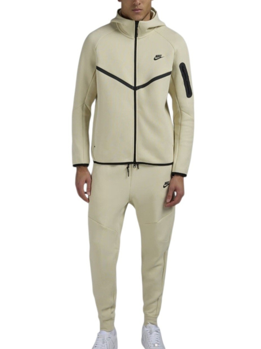 Nike Tech Khaki Full-Zip Performance Hoodie Jacket with Nike Tech Fleece Joggers